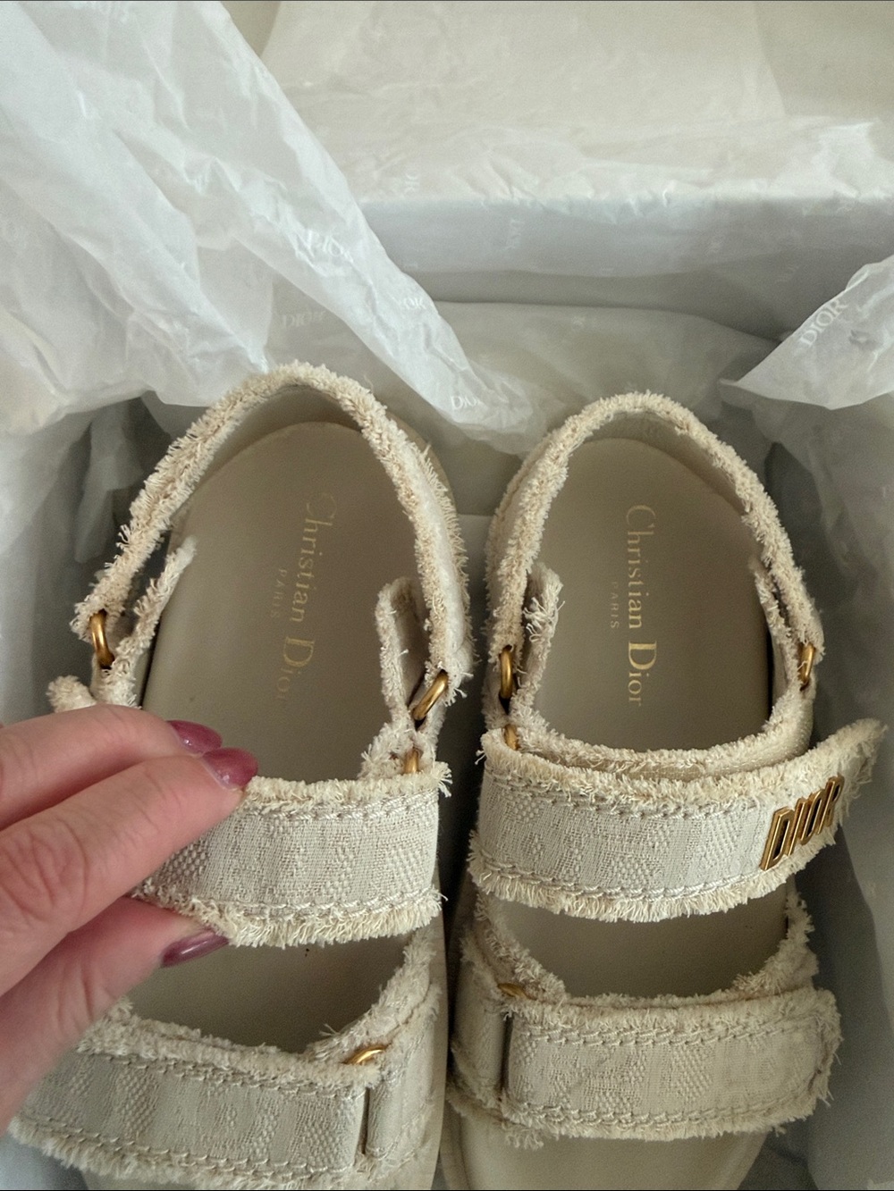 Dior Beige Textured Sandals - Picture 13 of 15